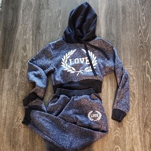 🌸 Navy Blue Love Hoodie and Jogger Set